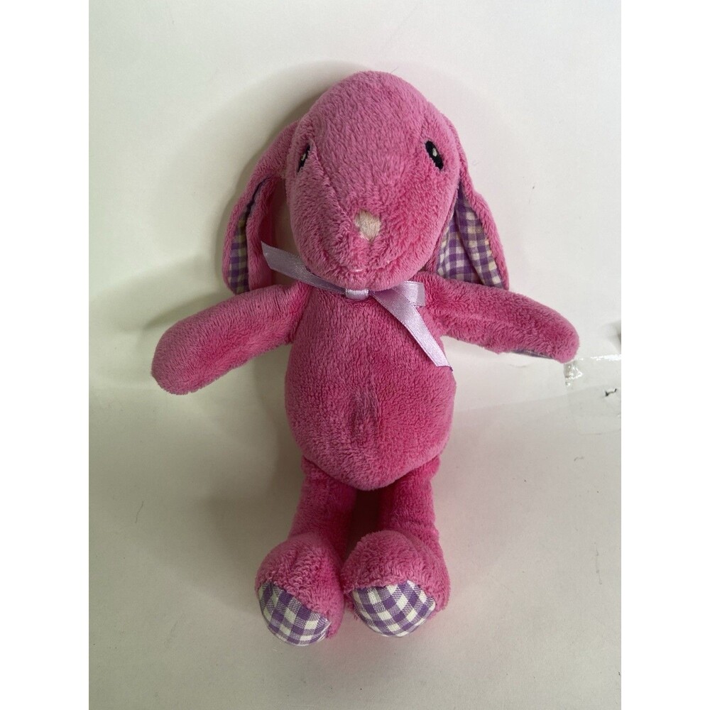 Old Navy Pink Bunny Rabbit Plush Stuffed Animal Toy Purple White Gingham Ears